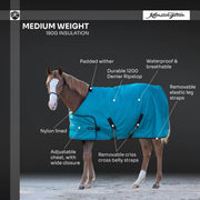 1200D Adjustable Weanling 180G Medium Weight Winter Turnout Blanket - Waterproof & Breathable