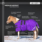 New Mini 180G Medium Weight Horse Winter Turnout Blanket - Waterproof & Breathable