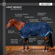 New 1200D Lightweight 80g Horse Winter Turnout Blanket - Waterproof & Breathable