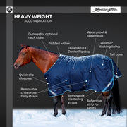 New 1200D Heavyweight 300g Horse Winter Turnout Blanket - Waterproof & Breathable
