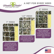 Freedom Feeder Day Net - Slow Feed Hay Net - 4 Flake - 3 Size Mesh Options
