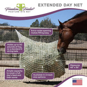 Freedom Feeder Extended Day Net - Slow Feed Hay Net - 2 String Bale - 3 Size Mesh Options