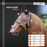 Draft Horse Fly Mask with Long Nose, Ears & 73% UV Protection
