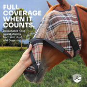 Fly Mask with Long Nose, Ears & 73% UV Protection