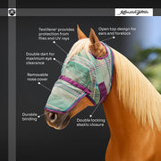 Fly Mask with Nose & 73% UV Protection - Open Top Design